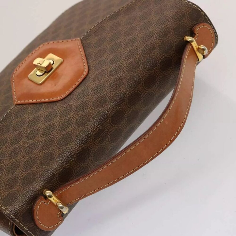 CELINE Macadam Canvas Hand Bag PVC 2way Brown Auth - Picture 7 of 16
